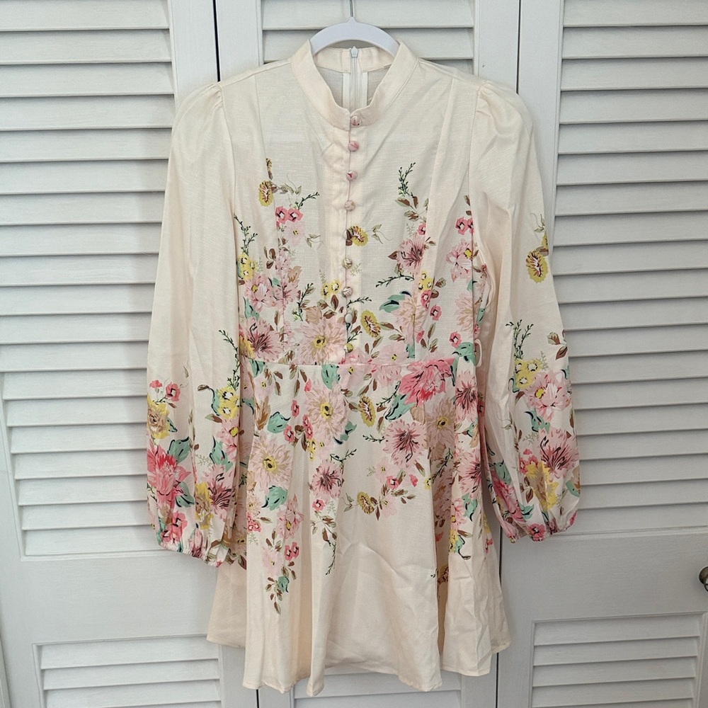 Lulu's Cream Floral Dress